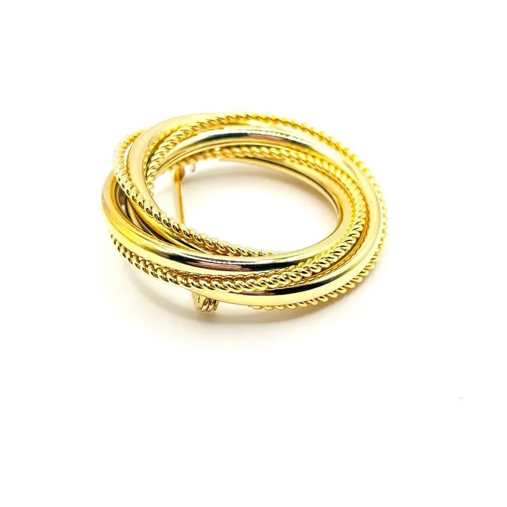 Elegant Round Textured Gold Brooch